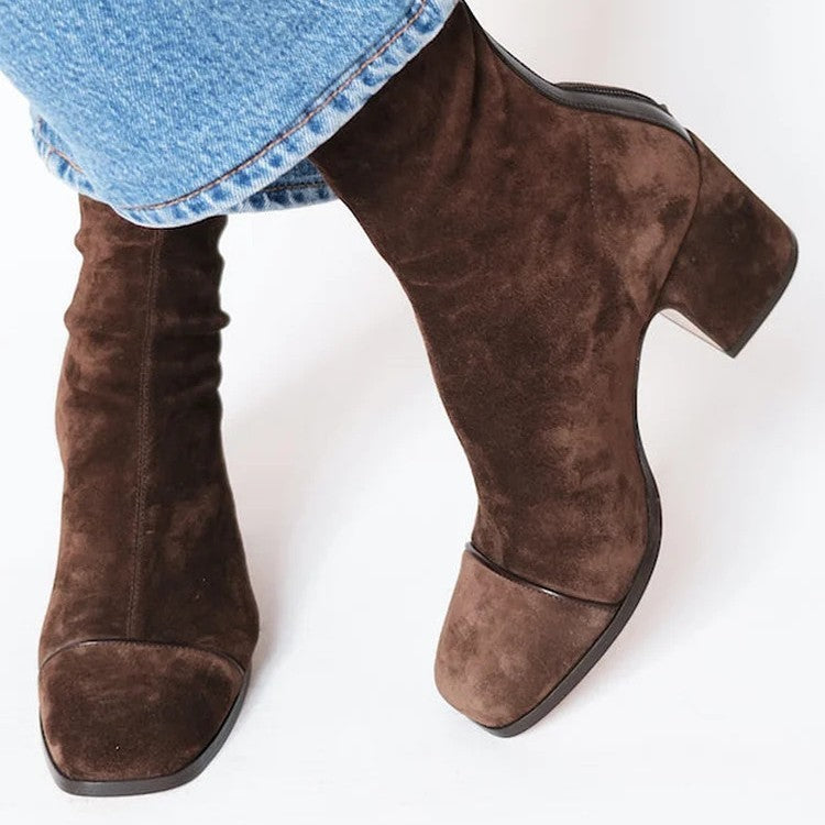 Victoria™ - Square Toe Heeled Ankle Boots